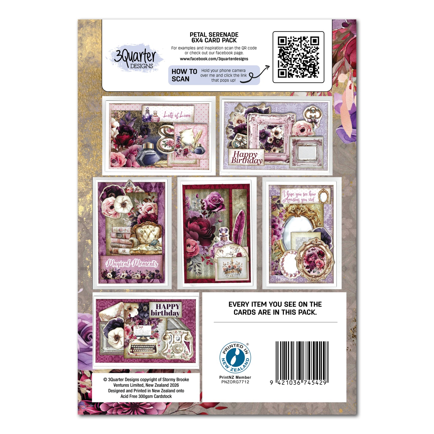 3Quarter Designs - 6x4 Card Making Pack - Petal Serenade