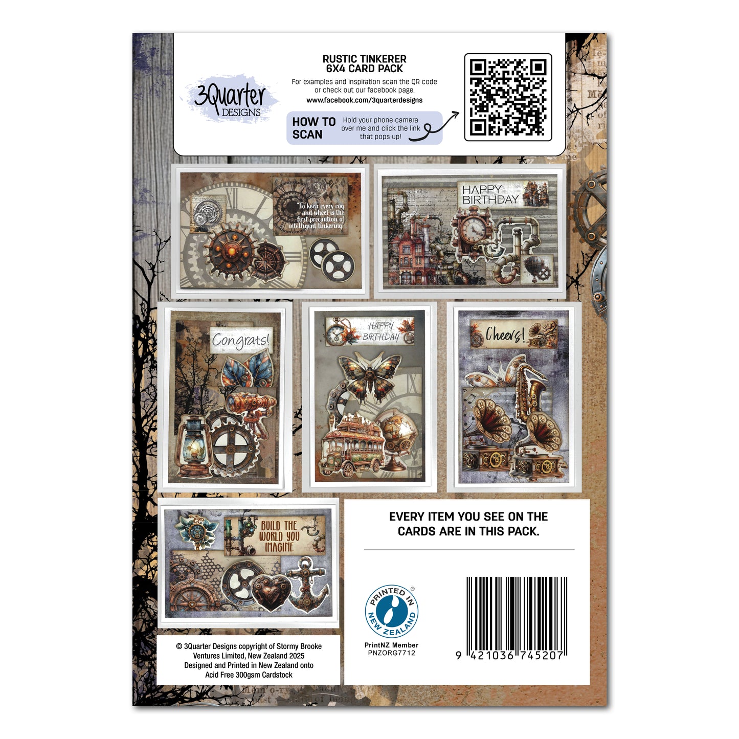 3Quarter Designs - 6x4 Card Making Pack - Rustic Tinkerer