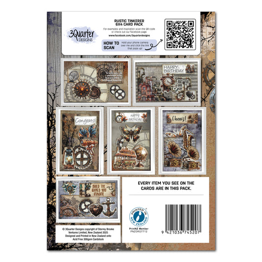 3Quarter Designs - 6x4 Card Making Pack - Rustic Tinkerer