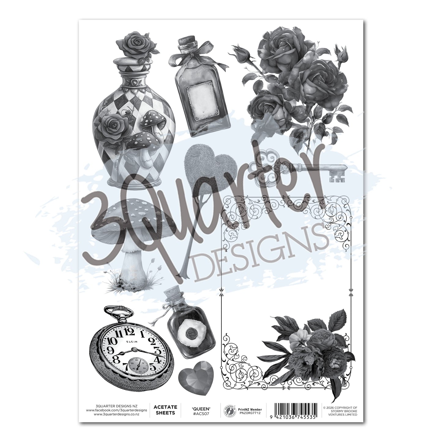 3Quarter Designs - Acetate Sheet - Red Queen