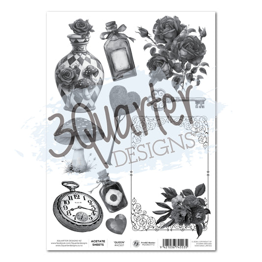 3Quarter Designs - Acetate Sheet - Red Queen