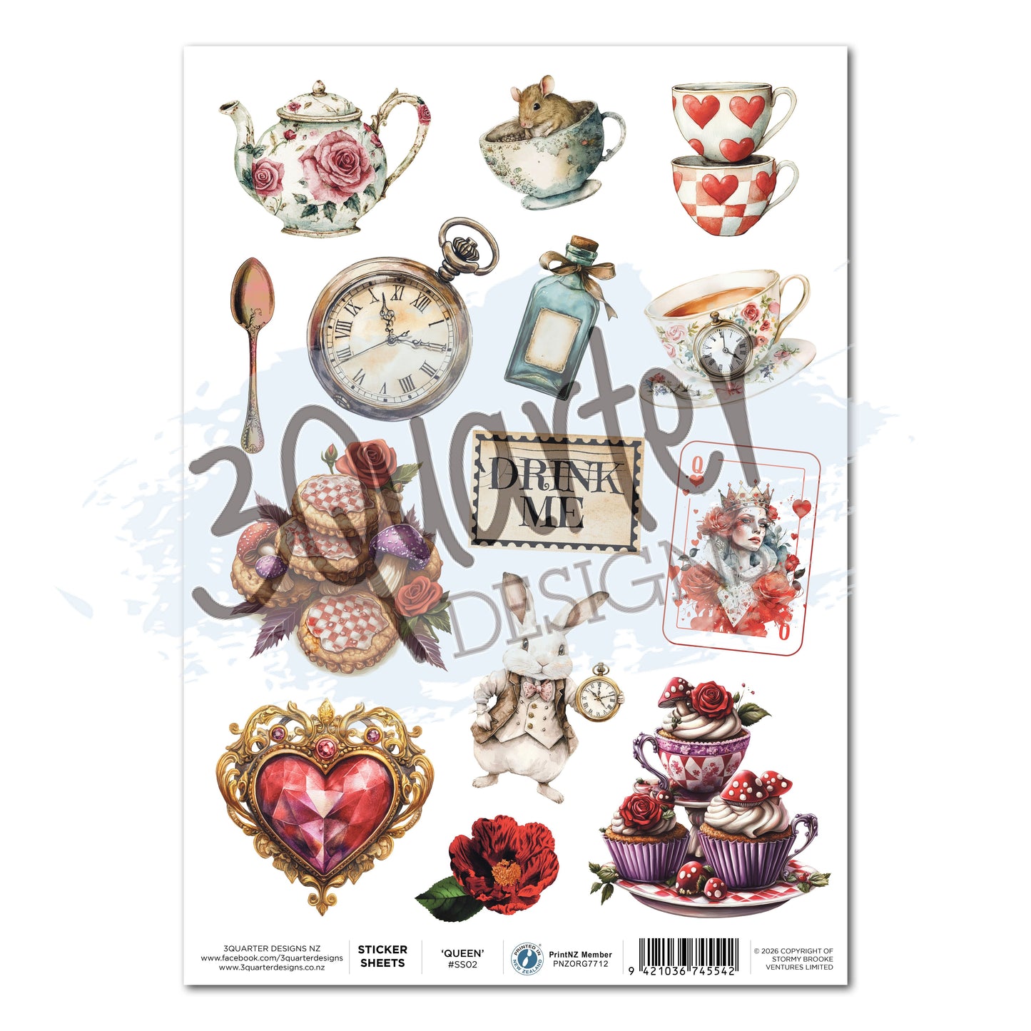 3Quarter Designs  - Sticker Sheet - Red Queen