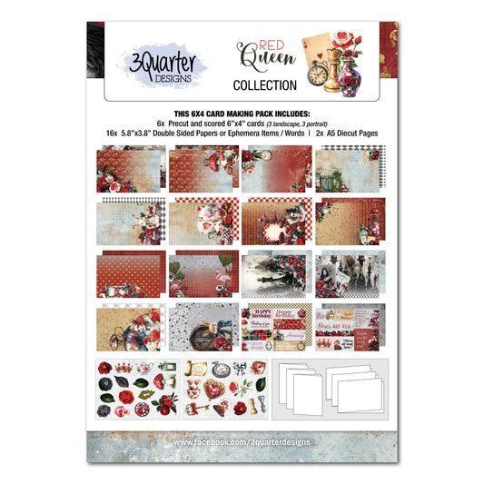 3Quarter Designs - 6x4 Card Making Pack - Red Queen