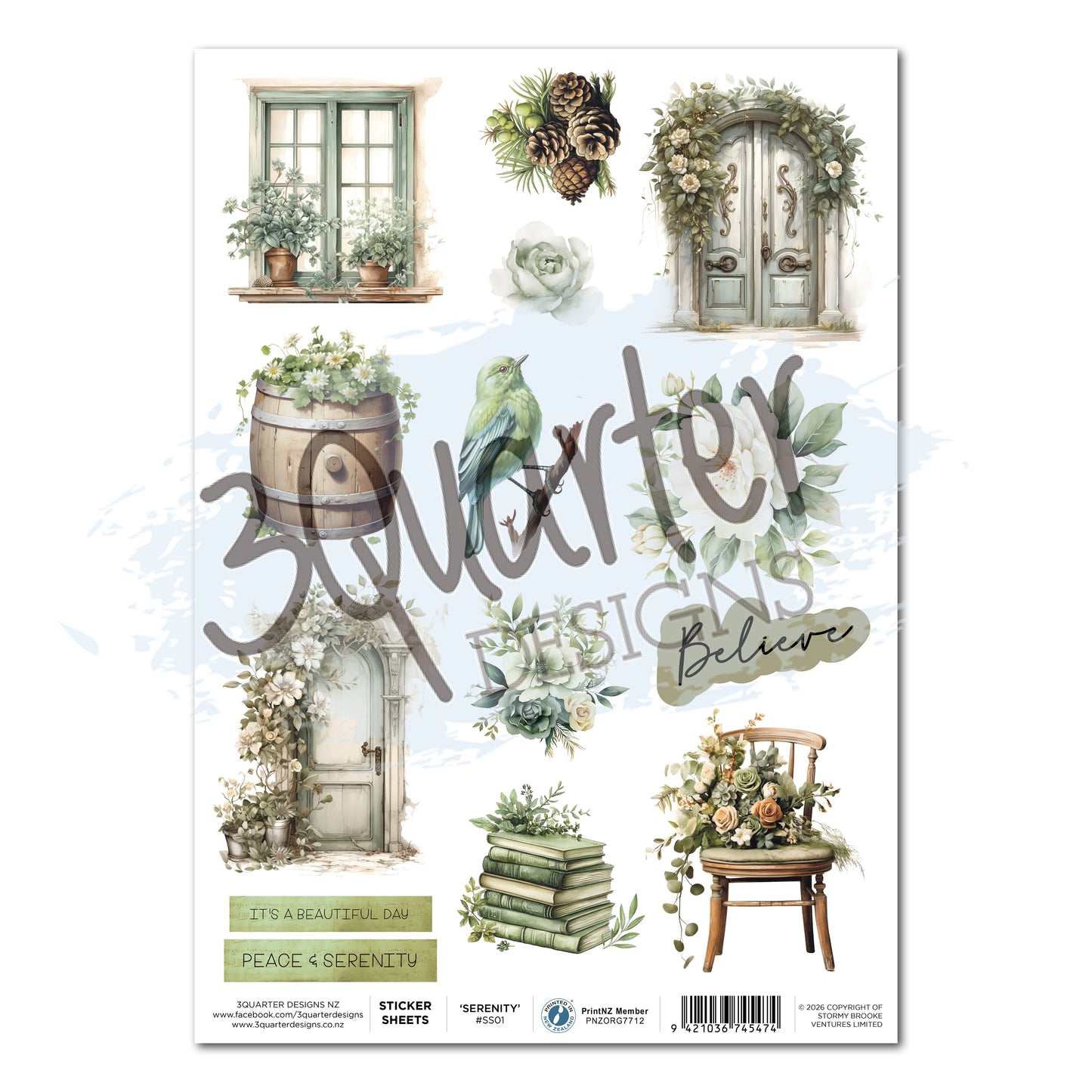 3Quarter Designs - Sticker Sheet - Sage Candlelight