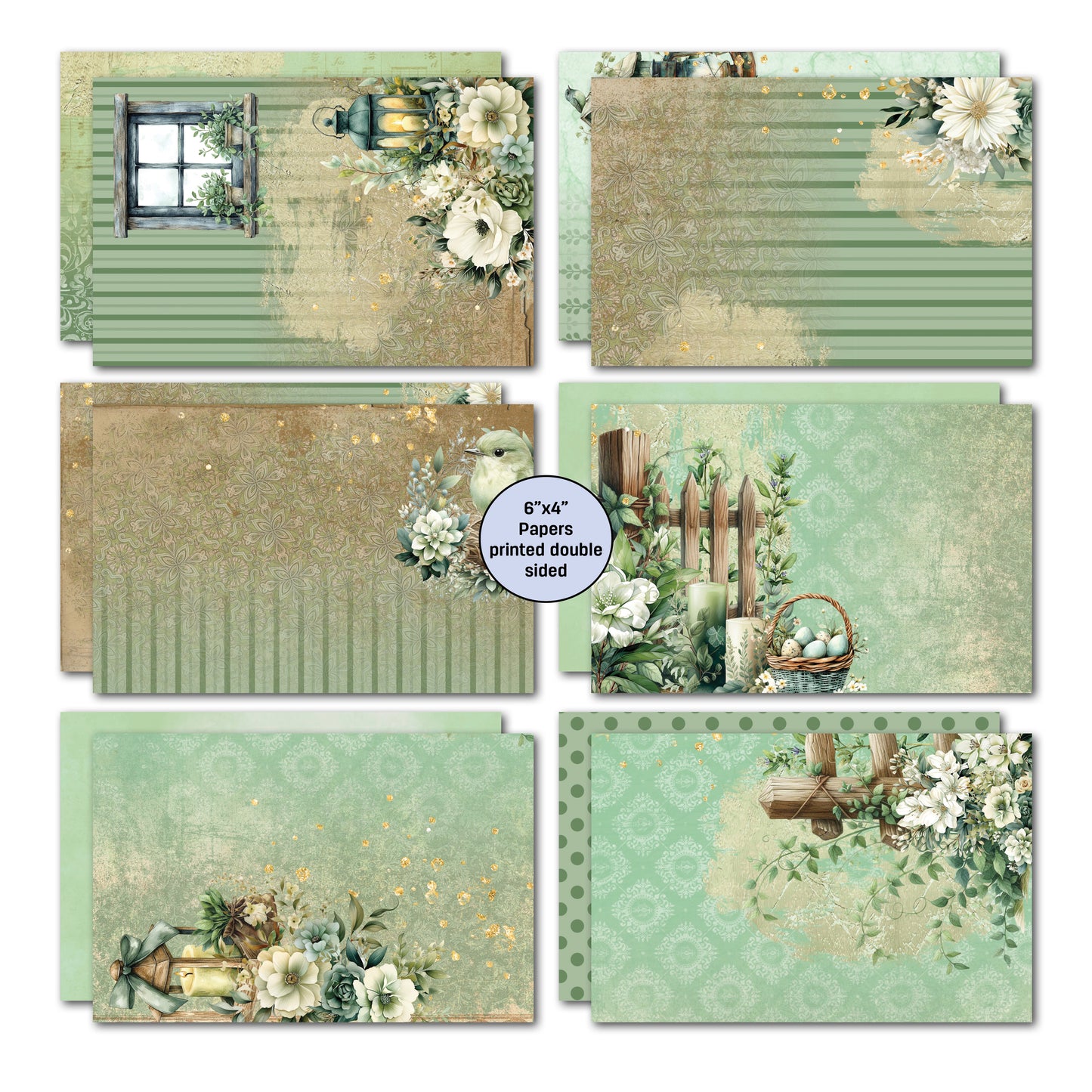 3Quarter Designs - 6x4 Card Making Pack - Sage Candlelight