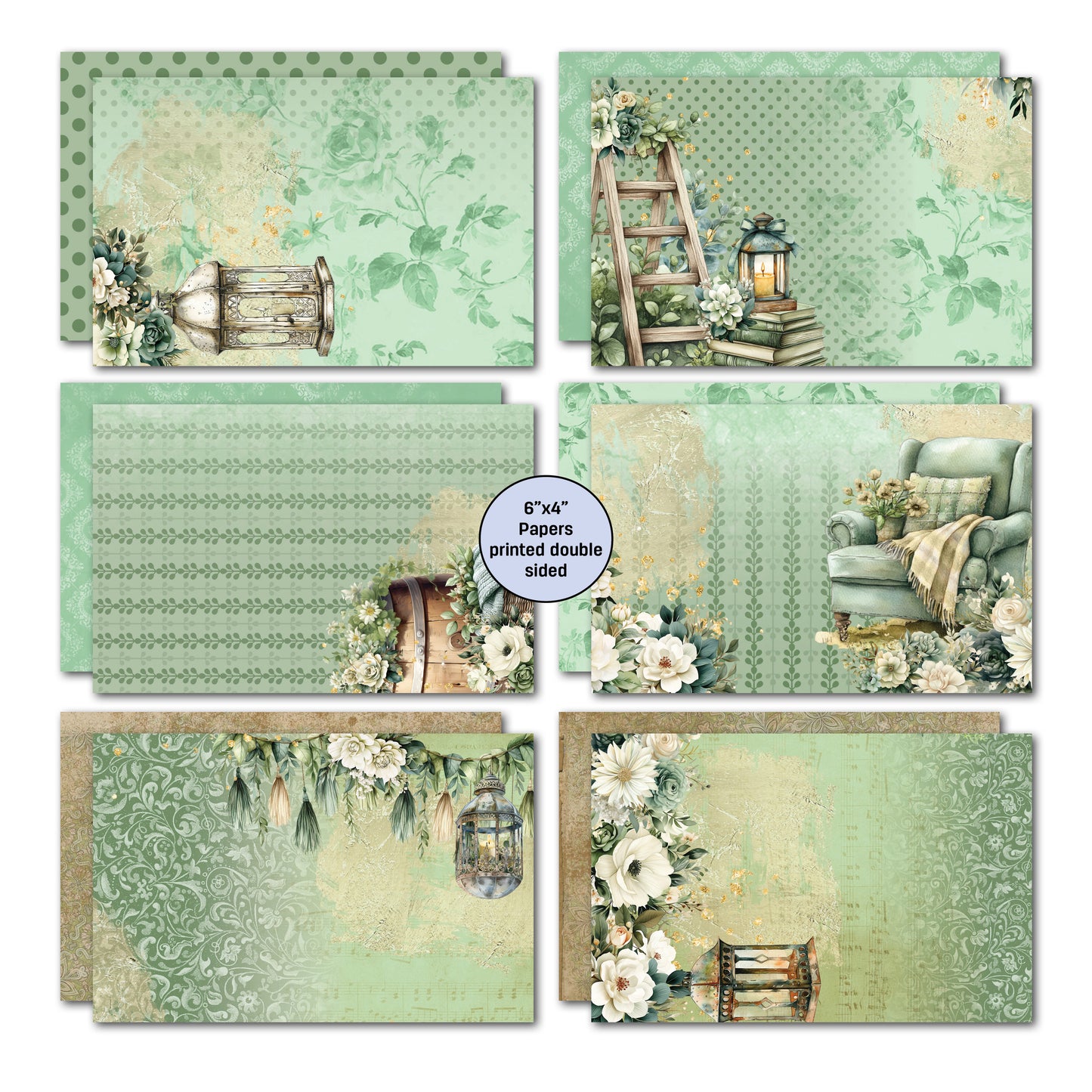 3Quarter Designs - 6x4 Card Making Pack - Sage Candlelight