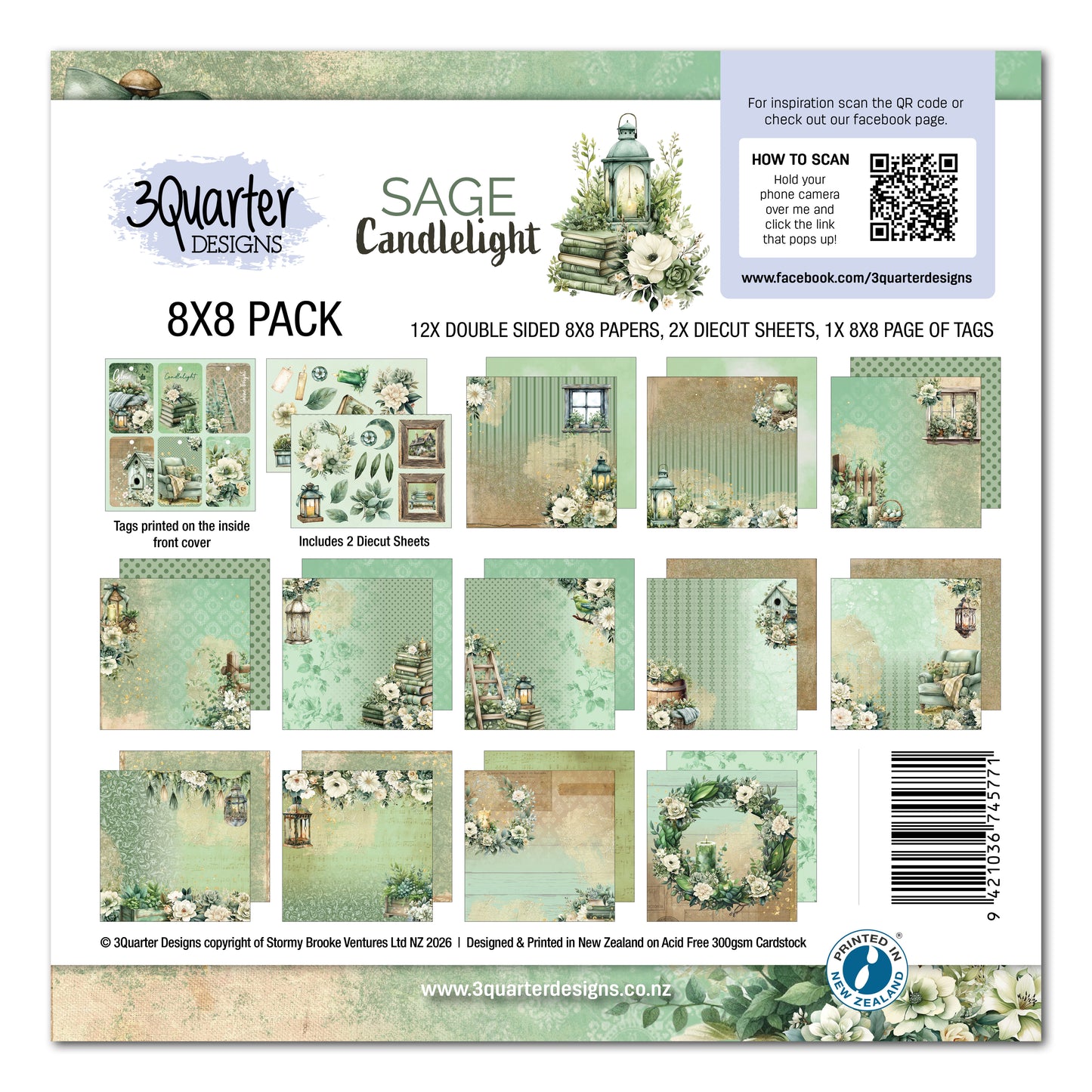 3Quarter Designs - 8x8 - Sage Candlelight