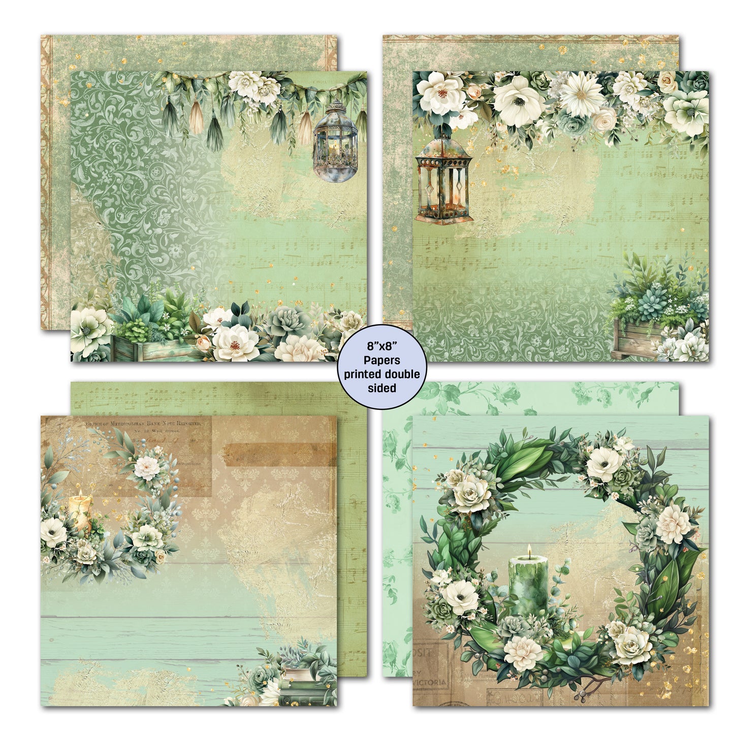 3Quarter Designs - 8x8 - Sage Candlelight