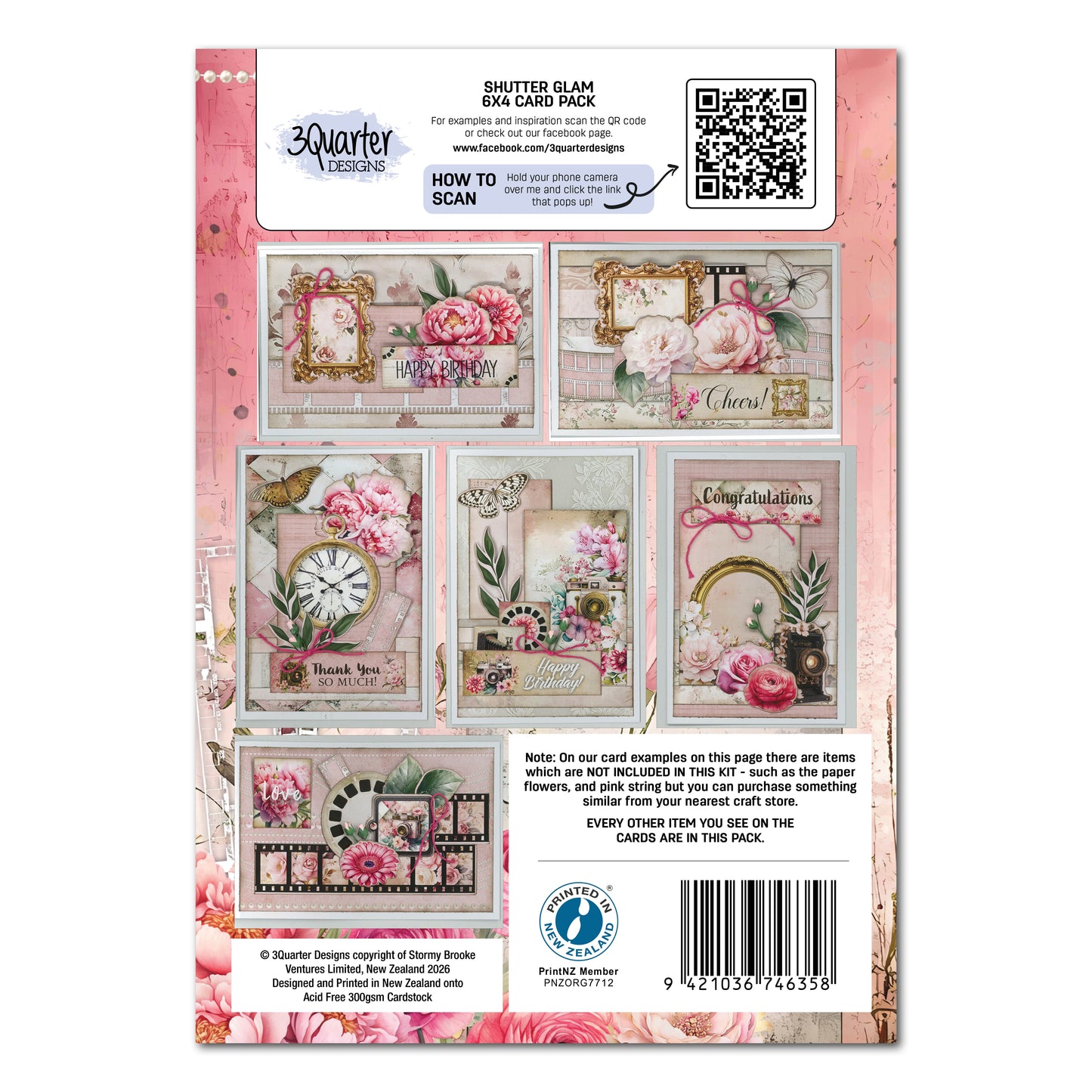 3Quarter Designs - 6x4 Card Making Pack - Shutter Glam