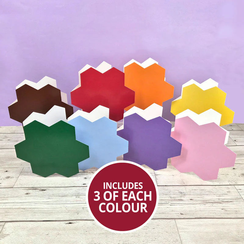 Hunkydory Crafts - Hexagon Flower Shaped Cards + Decorative Hexagon Toppers - (8/pk)