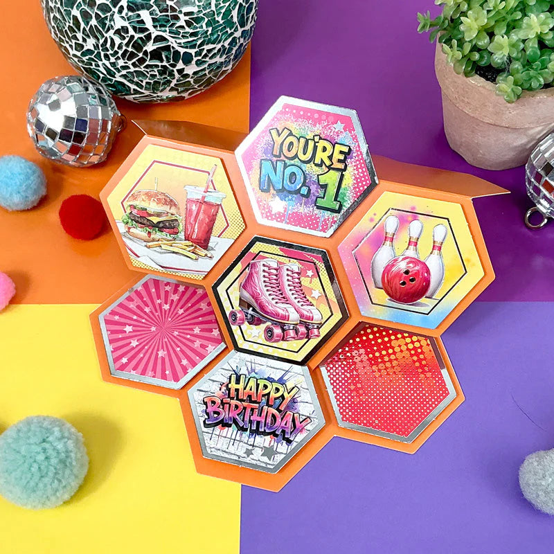 Hunkydory Crafts - Hexagon Flower Shaped Cards + Decorative Hexagon Toppers - (8/pk)
