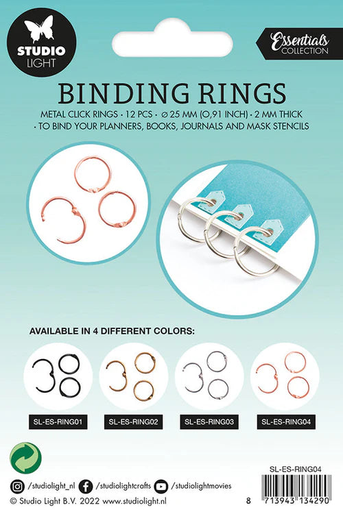 Studio Light - Binding Rings (12/pack) - Rose Gold