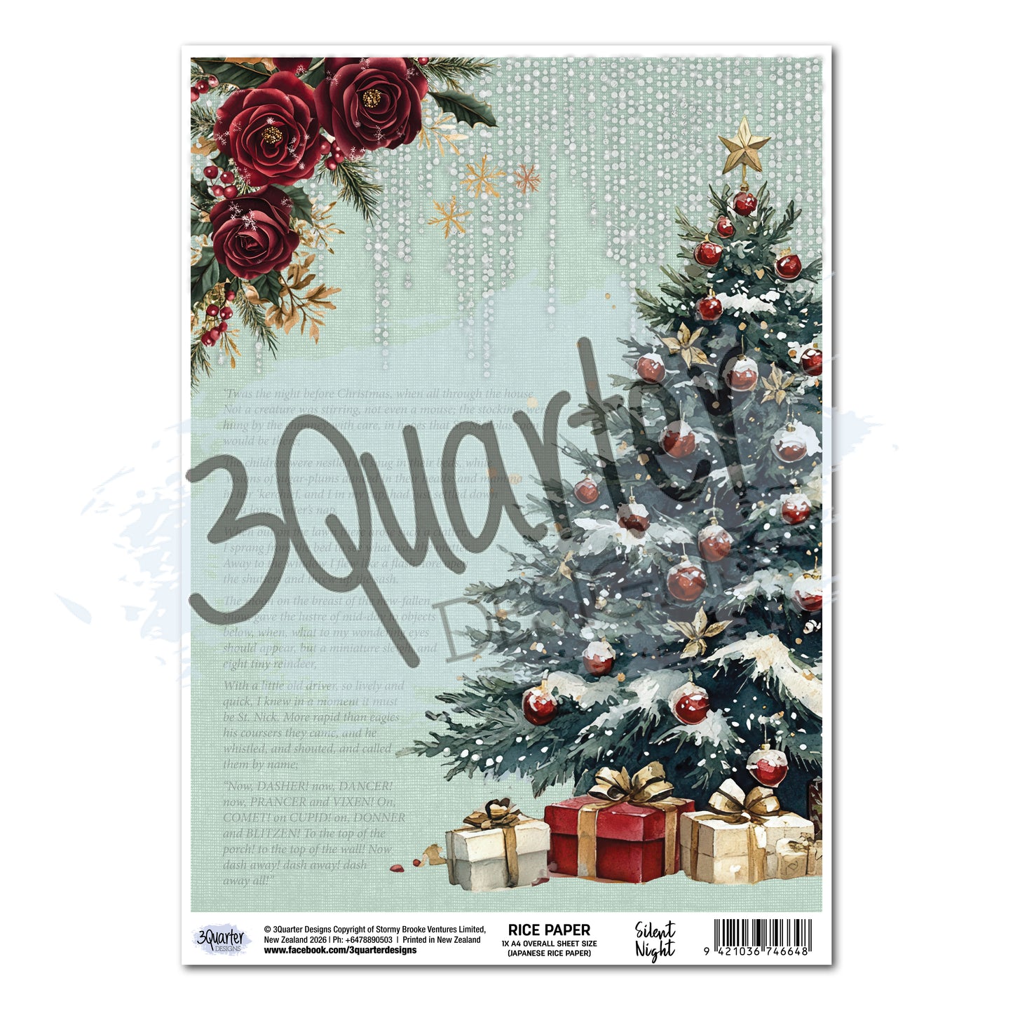 3Quarter Designs - Rice Paper - Silent Night (1/sheet)