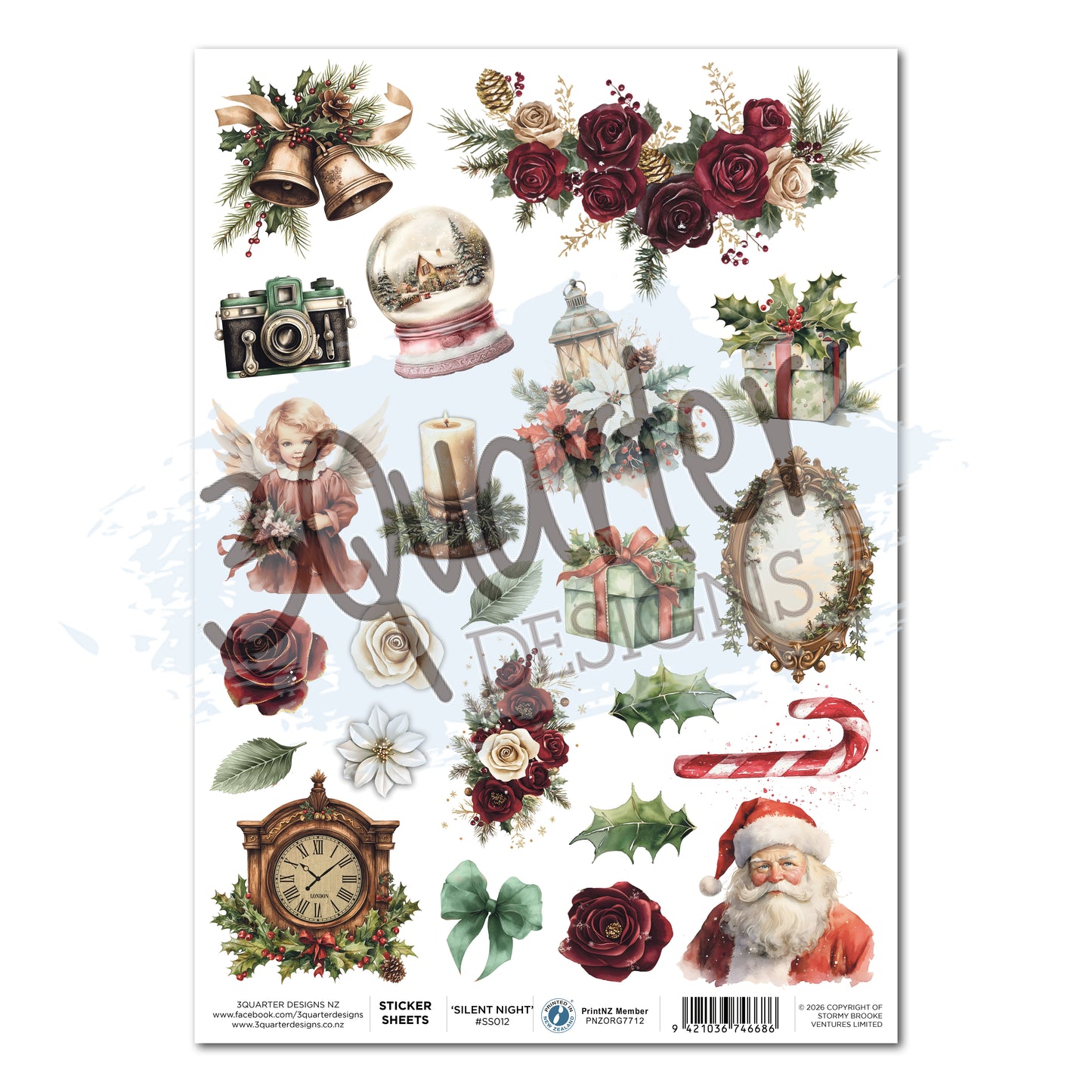 3Quarter Designs - Silent Night - Sticker Sheet (1/sheet)