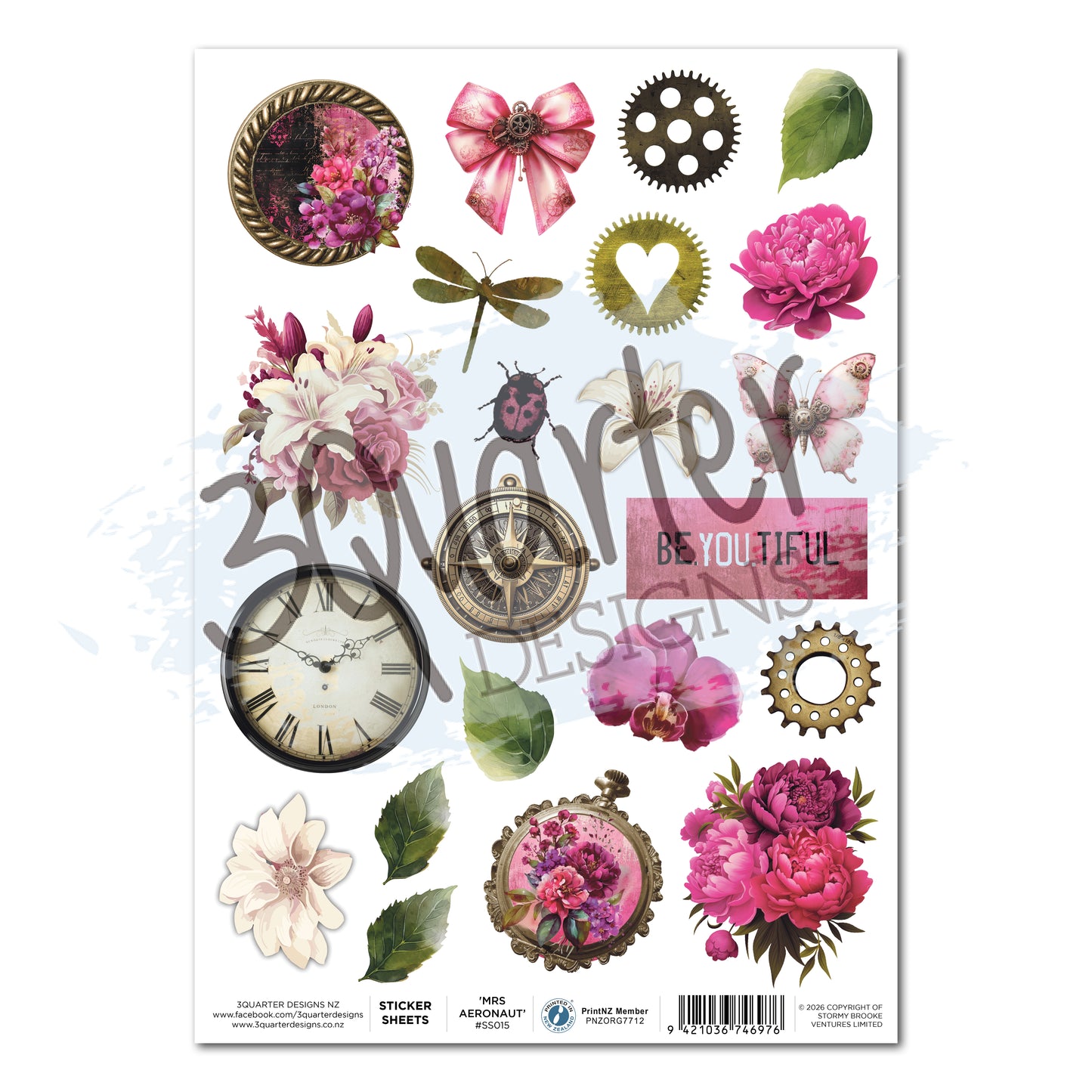 3Quarter Designs - Mrs Aeronaut - Sticker Sheet (1/sheet)