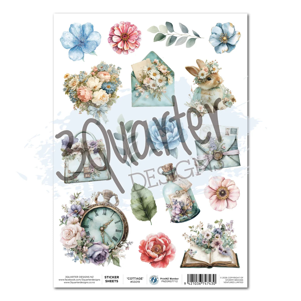3Quarter Designs - Sticker Sheet - Cottage Reverie