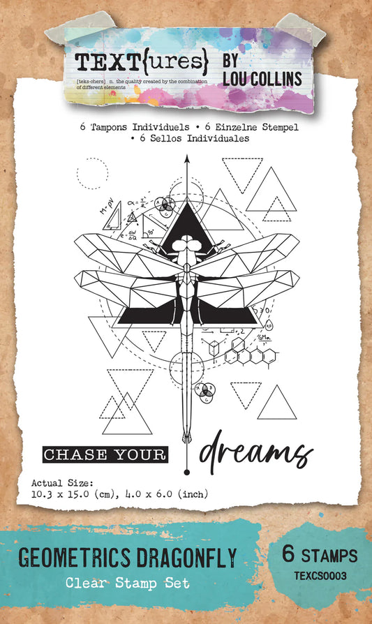 Arden Creative Studio - TEXT(ures) Geometrics Dragonfly 4x6 Clear Stamp Set (Dragonfly Dreams)