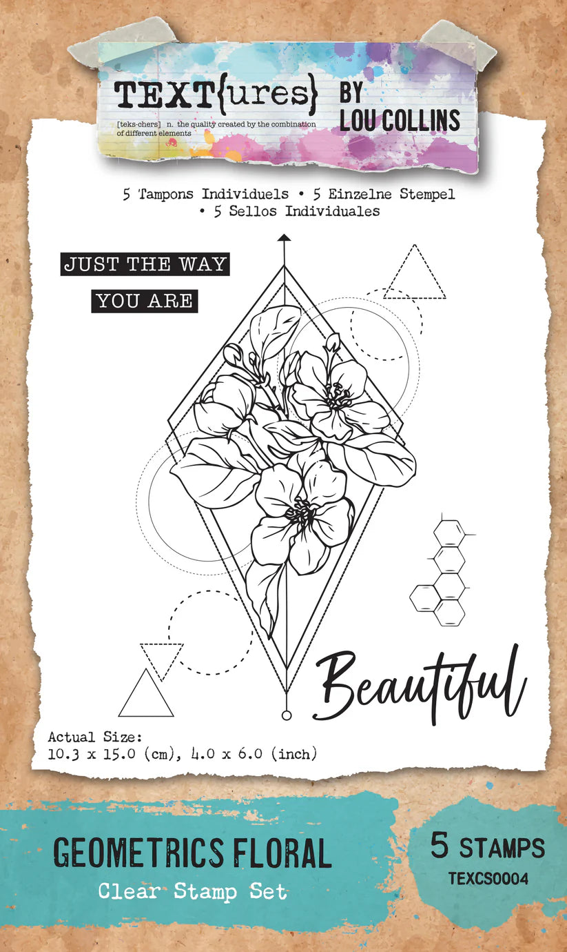 Arden Creative Studio - TEXT(ures) Geometrics Floral 4x6 Clear Stamp Set (Dragonfly Dreams)