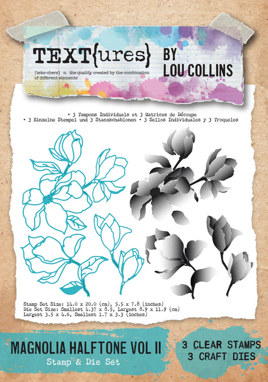Arden Creative Studio - TEXT(ures) Magnolia Halftone Stamp & Die Set (Dragonfly Dreams)