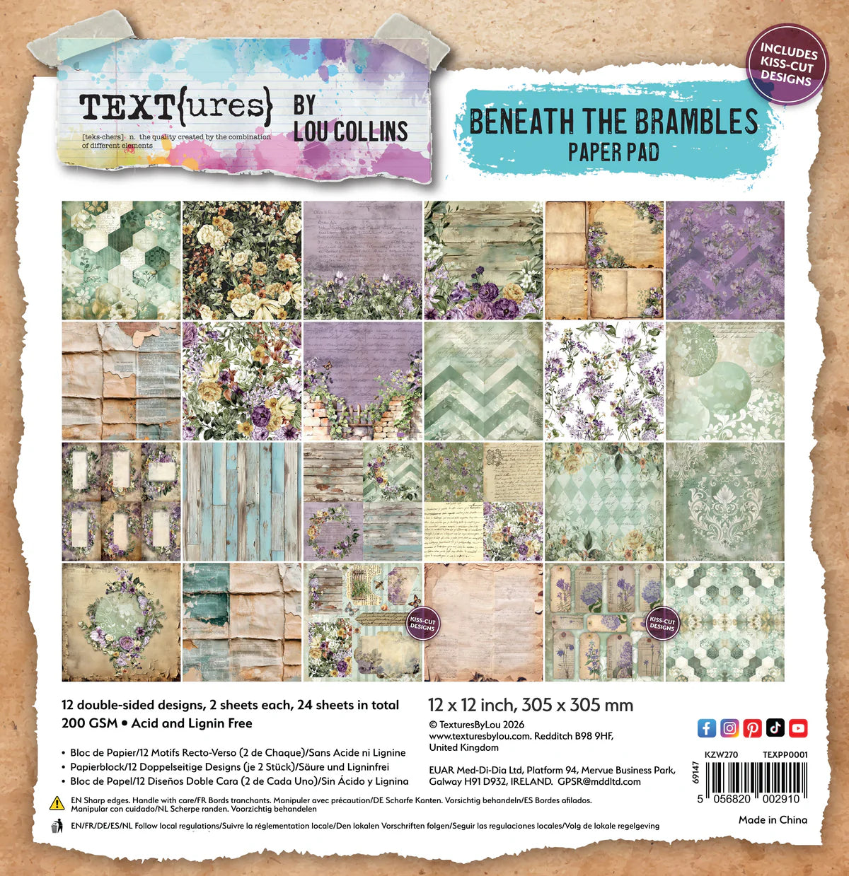 Arden Creative Studio - TEXT{ures} Beneath the Brambles 8in x 8in Paper Pad
