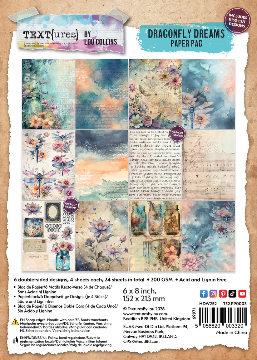 Arden Creative Studio - TEXT{ures} Dragonfly Dreams 6in x 8in Paper Pad