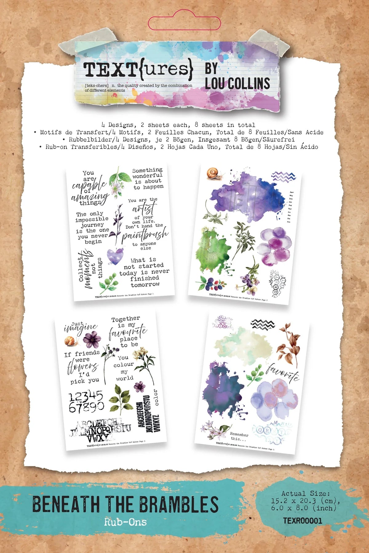 Arden Creative Studio - TEXT{ures} Beneath the Brambles - 6in x 8in Rub-On Transfer Set