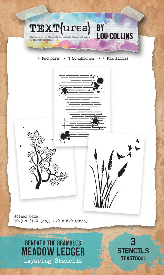 Arden Creative Studio - TEXT(ures) Beneath the Brambles Meadow - Ledger  Layering Stencil Set