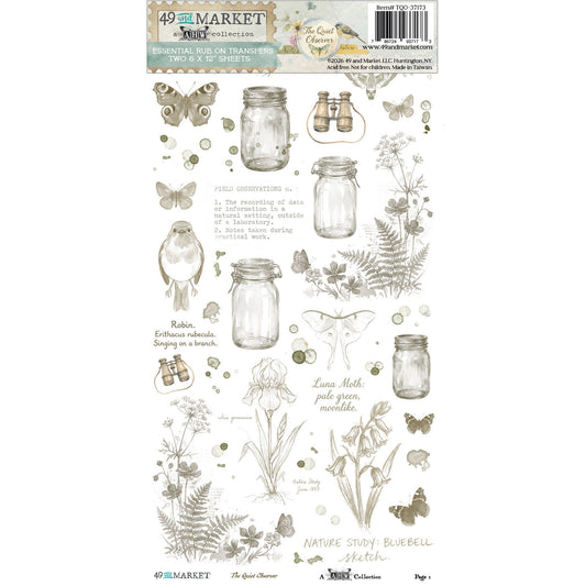 49 and Market - The Quiet Observer - Essentials Rub-On Transfer Set 6"X12