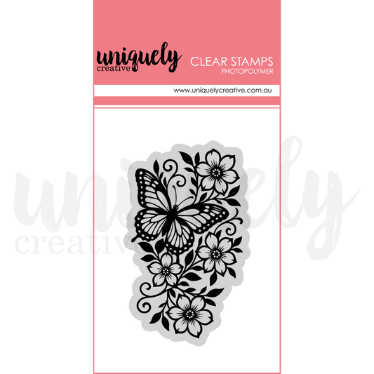 Uniquely Creative - Tea & Tranquility - Wings & Wildflowers Photopolymer Stamp