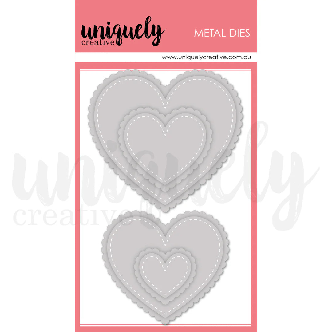 Uniquely Creative - Stitched Nesting & Scalloped Hearts Die (Paperbark Blooms)