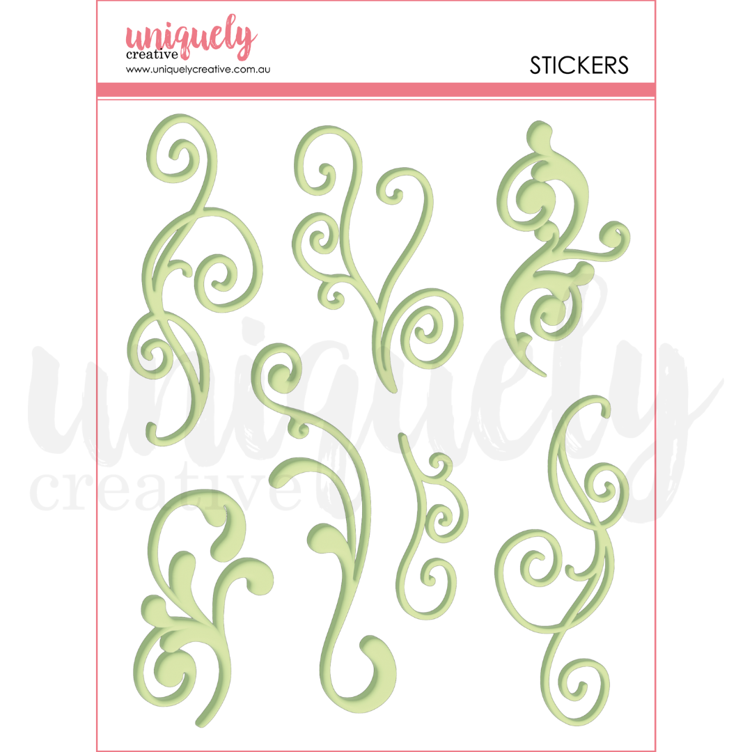 Uniquely Creative - Green Flourish Puffy Stickers