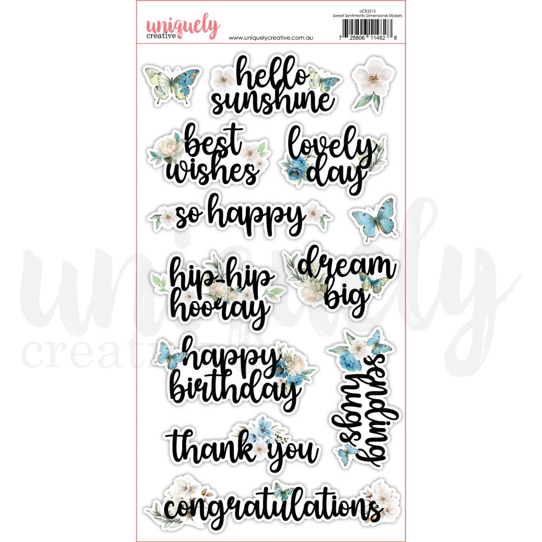 Uniquely Creative - Sweet Sentiments Dimensional Stickers (Sept 26)