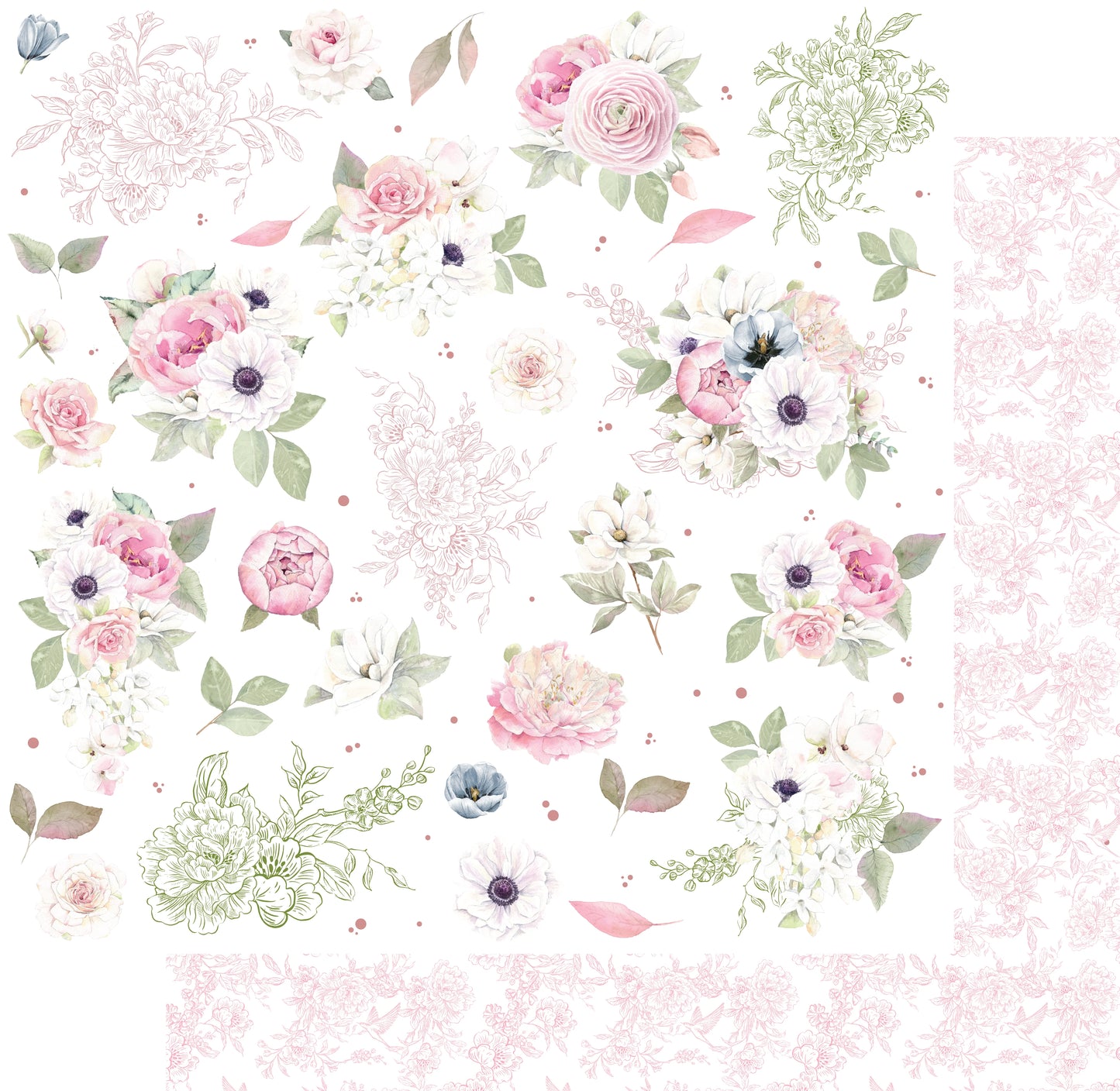 Uniquely Creative - 12x12 Floral Fragments Paper (1/sheet) (Whispers of Wisdom)