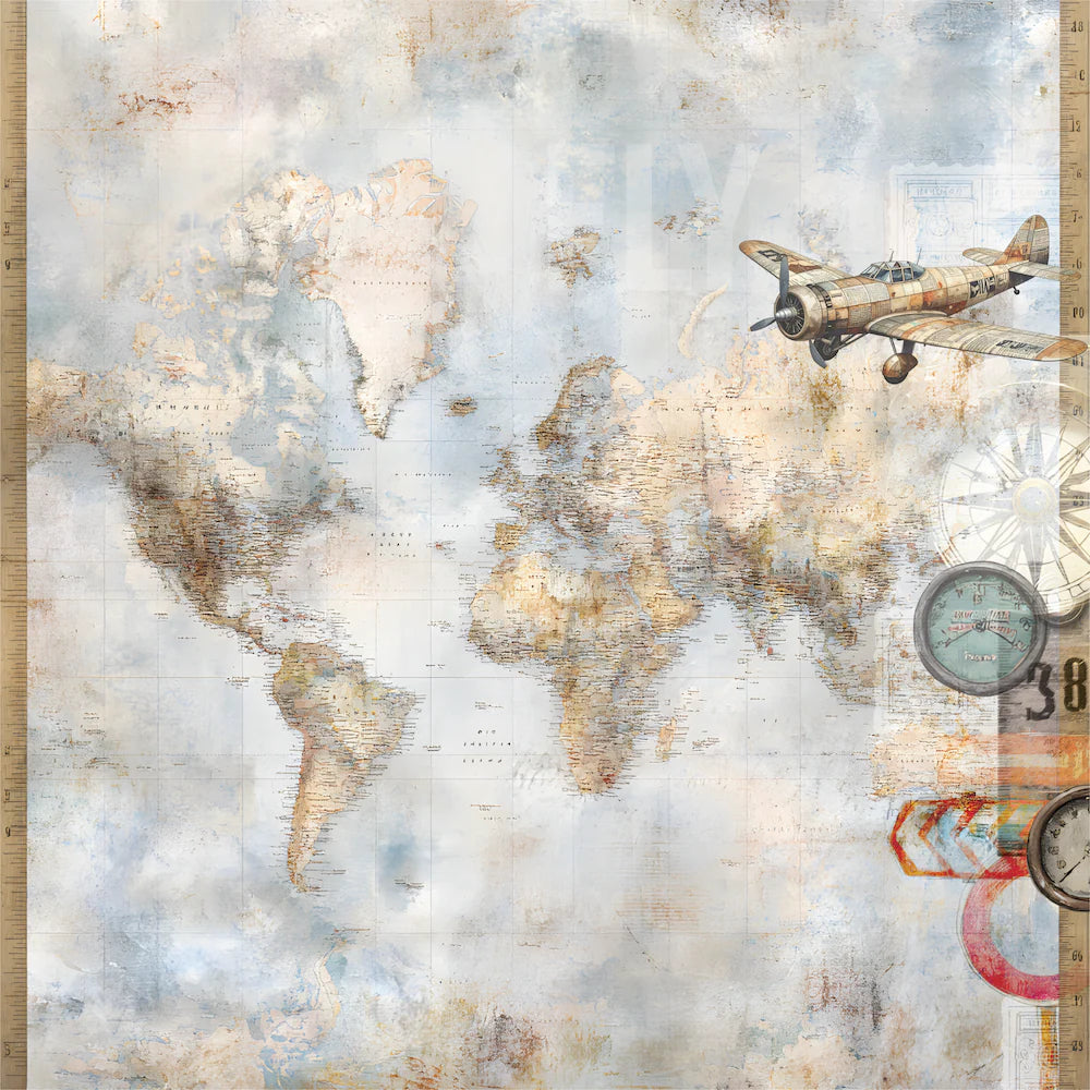 Uniquely Creative - Wings & Wheels - 12x12 Across The Sea Paper (1/sheet) (Aug 26)