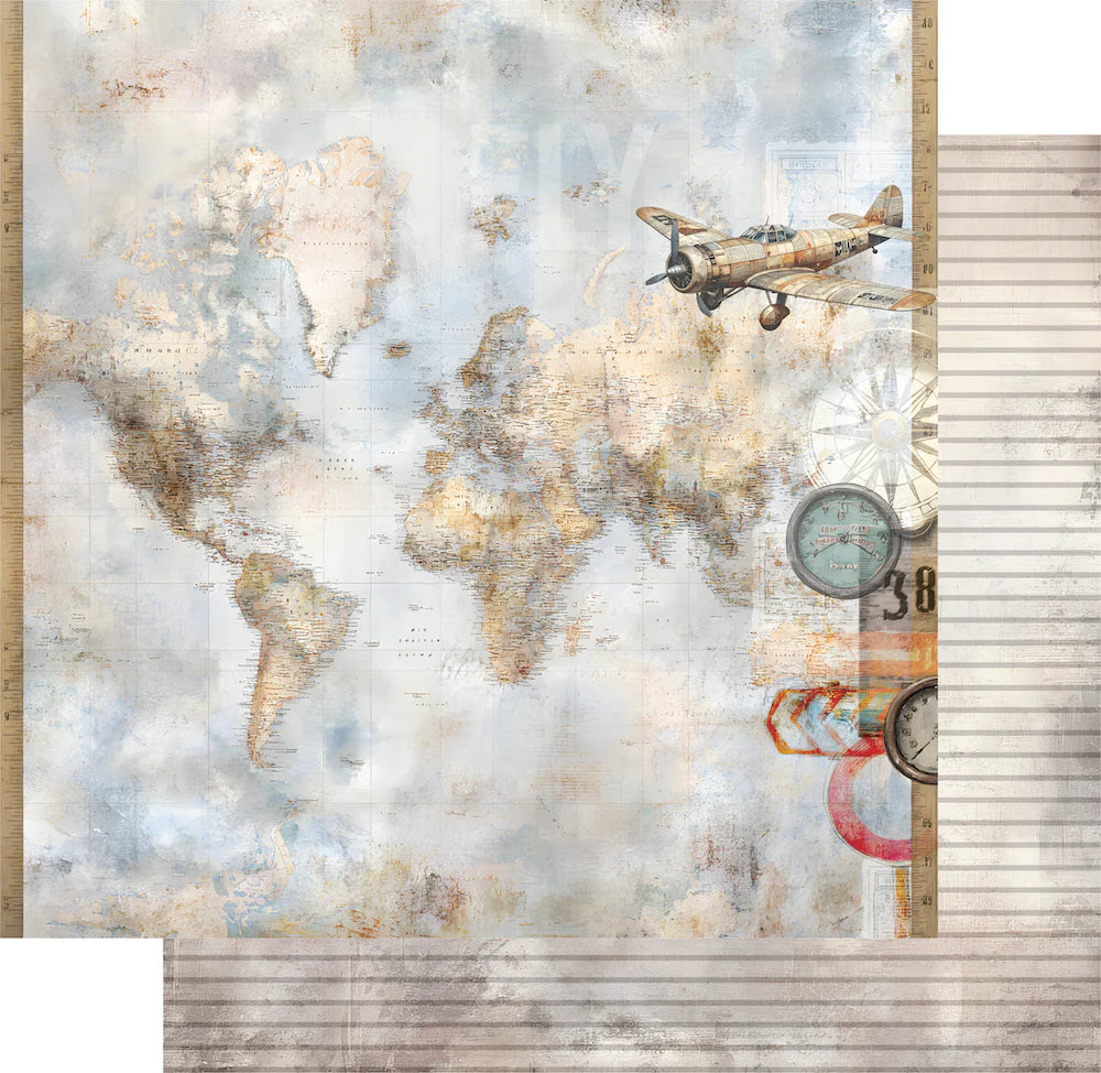 Uniquely Creative - Wings & Wheels - 12x12 Across The Sea Paper (1/sheet) (Aug 26)