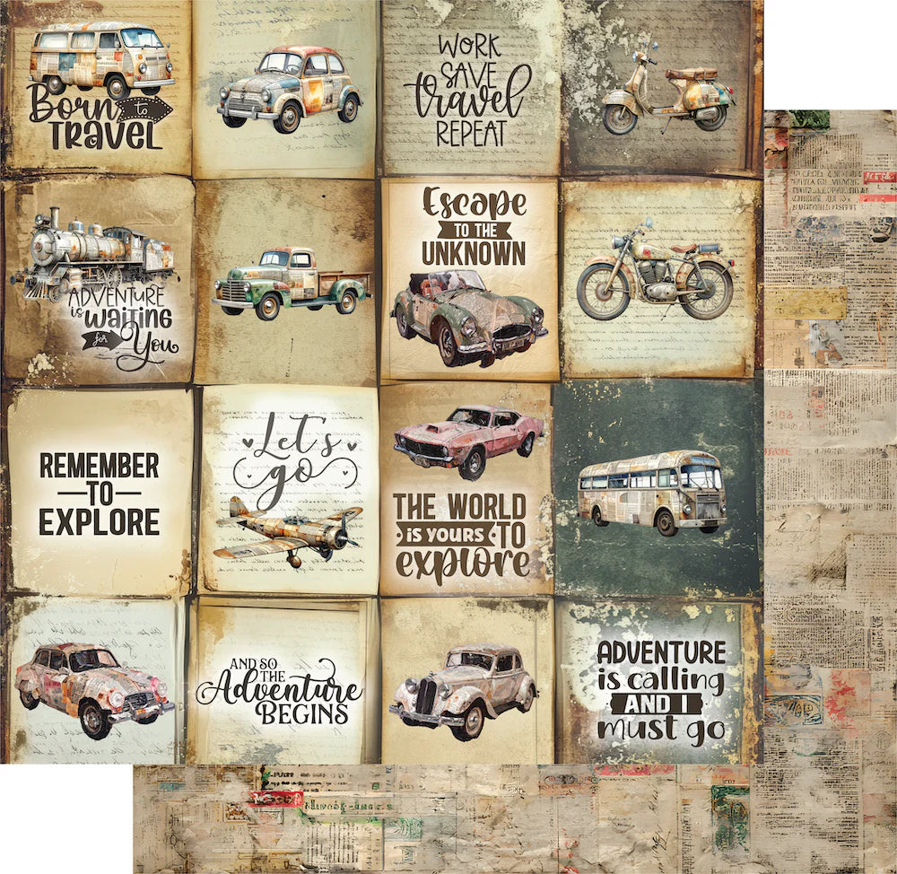 Uniquely Creative - Wings & Wheels - 12x12 Ticket To Ride Paper (1/sheet) (Aug 26)