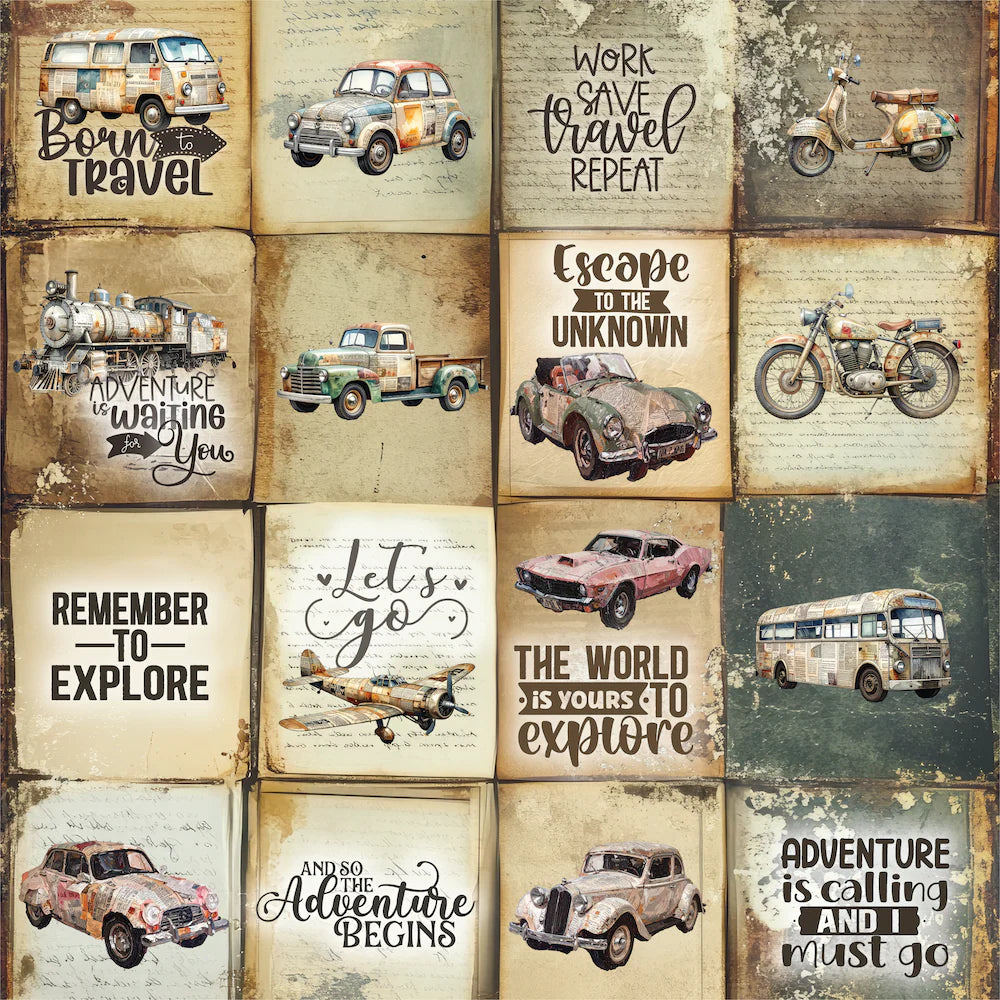 Uniquely Creative - Wings & Wheels - 12x12 Ticket To Ride Paper (1/sheet) (Aug 26)