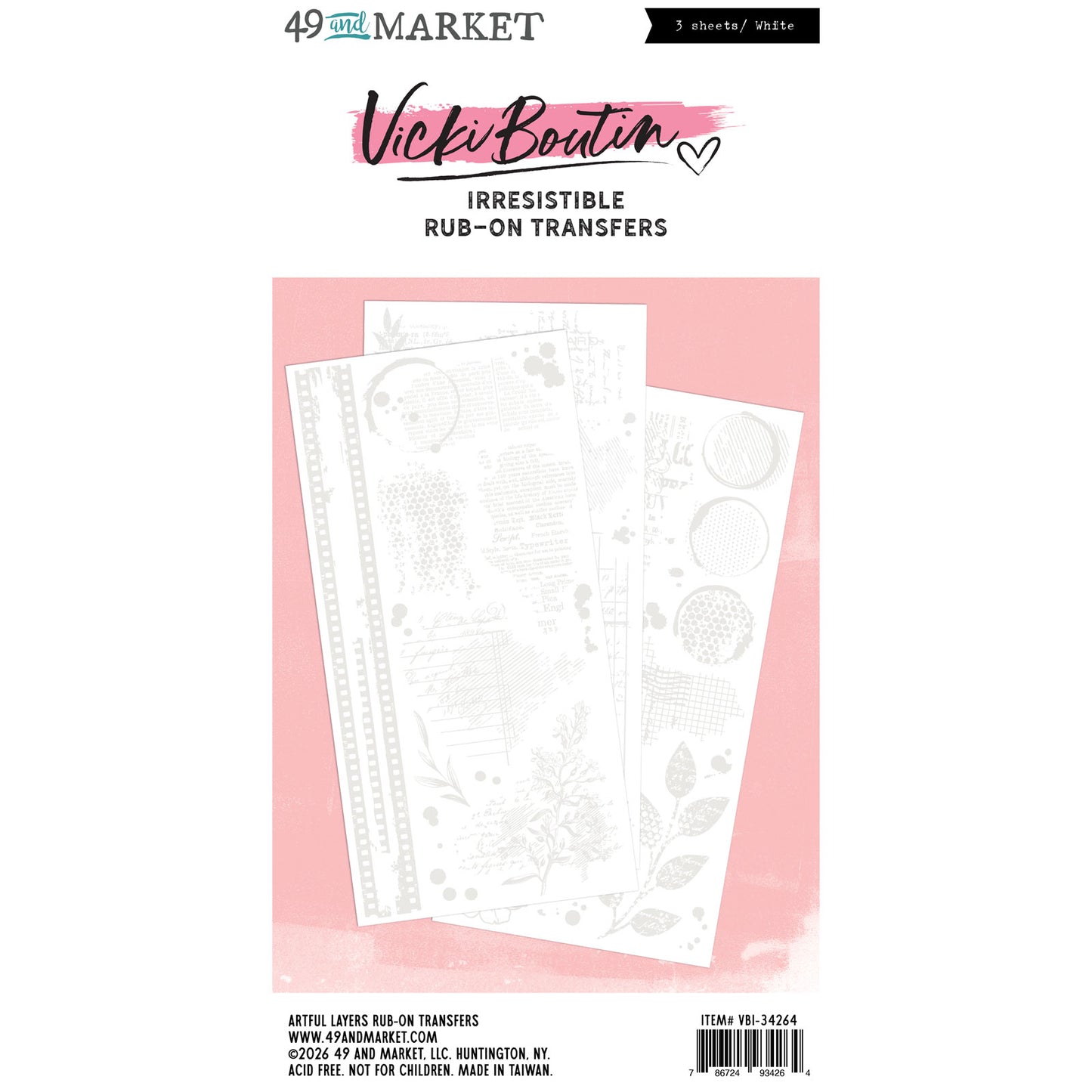 49 and Market - Irresistible - Artful Layers Rub-on Transfer Set