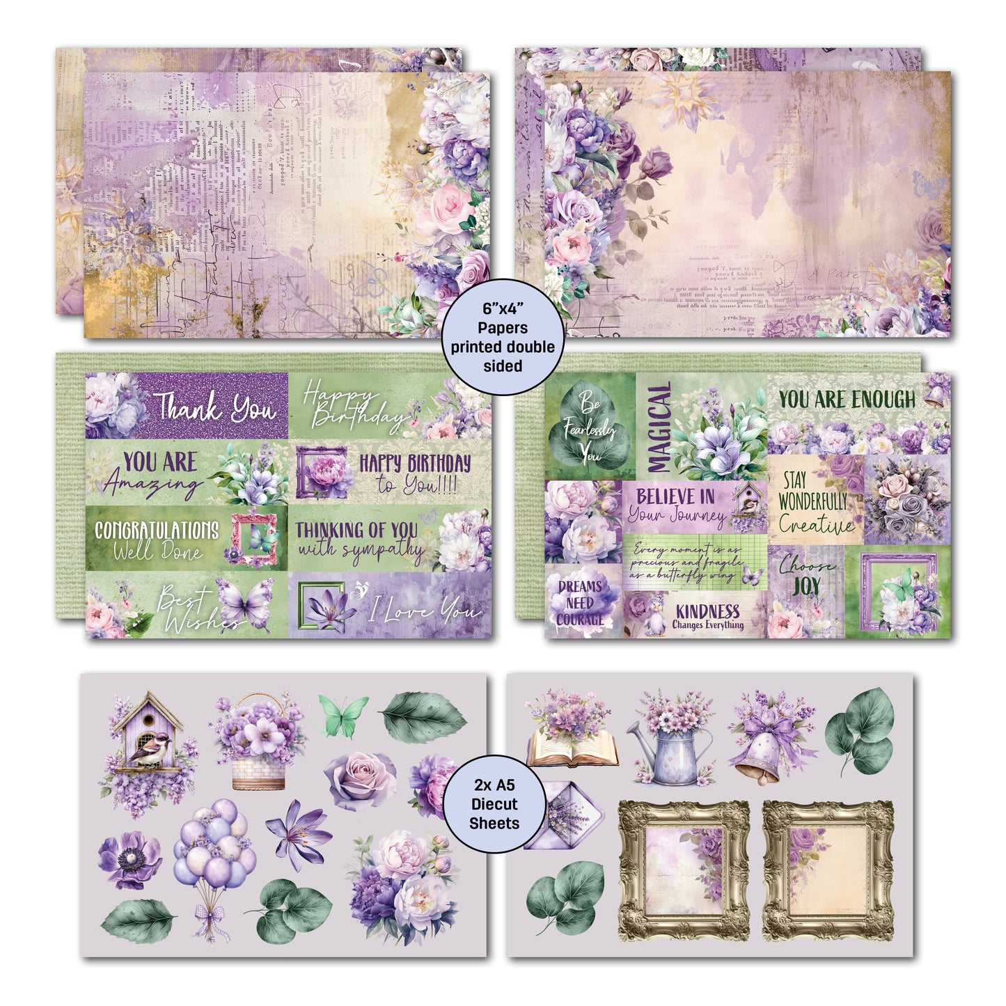 3Quarter Designs - 6x4 Card Making Pack - Violet Dreams