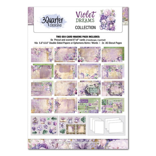 3Quarter Designs - 6x4 Card Making Pack - Violet Dreams