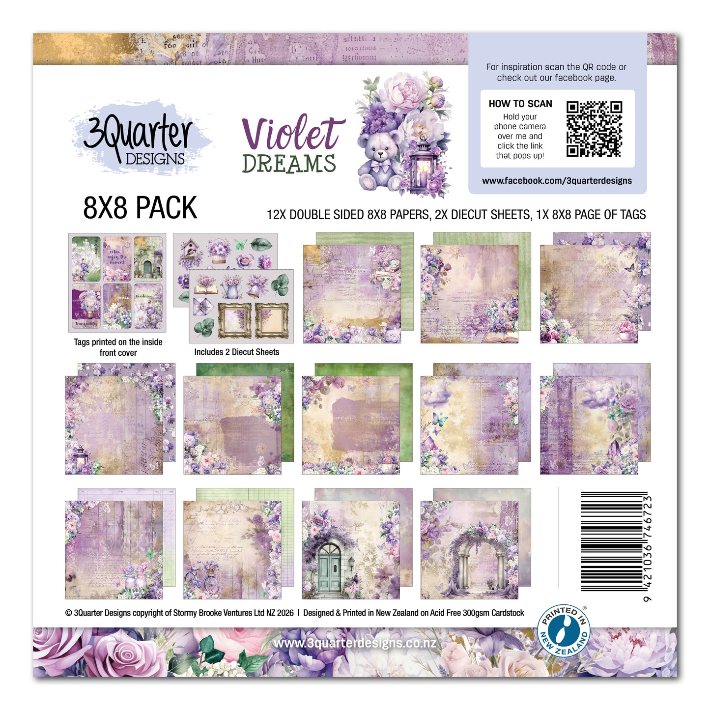 3Quarter Designs - 8x8 - Violet Dreams