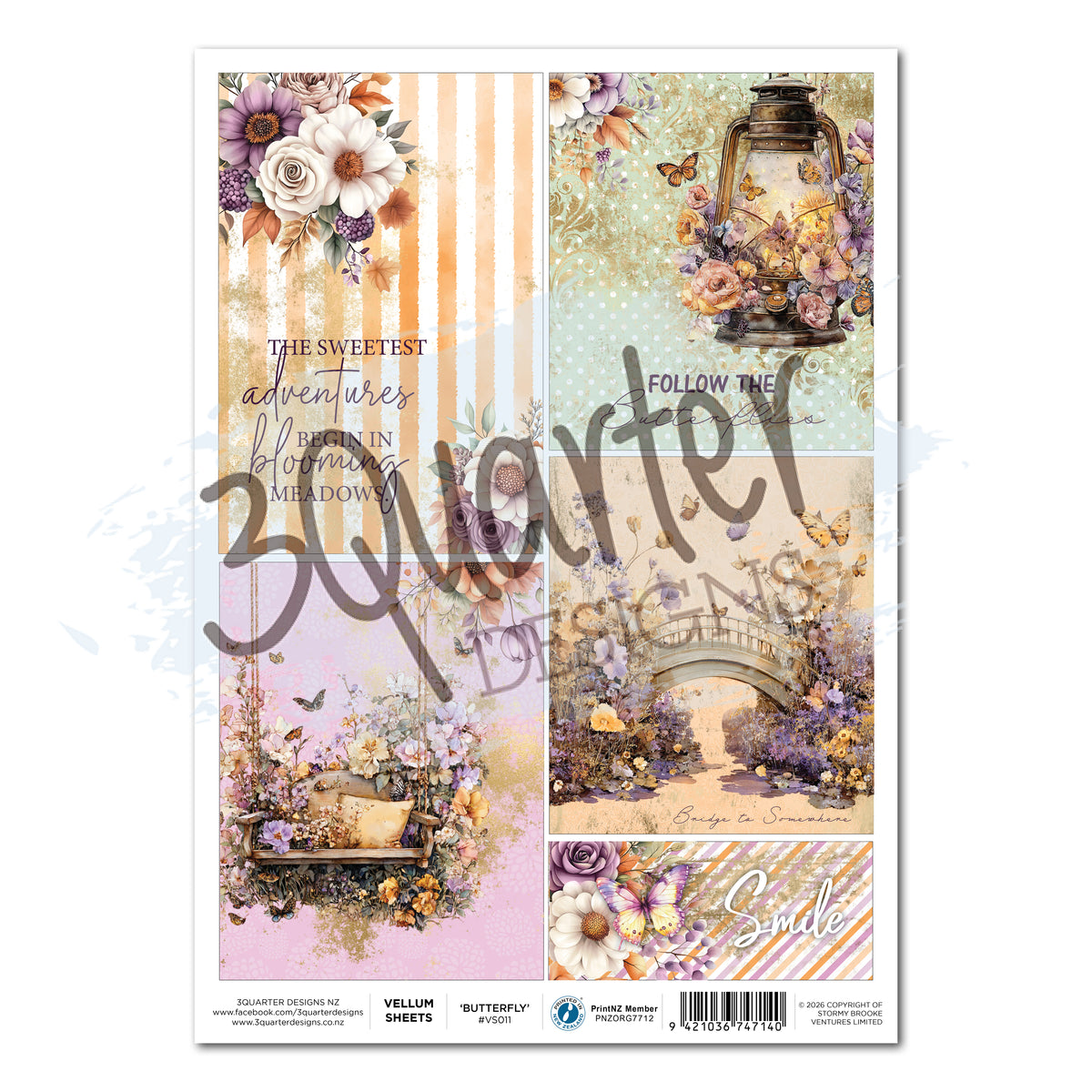 3Quarter Designs - Vellum - Butterfly Grove
