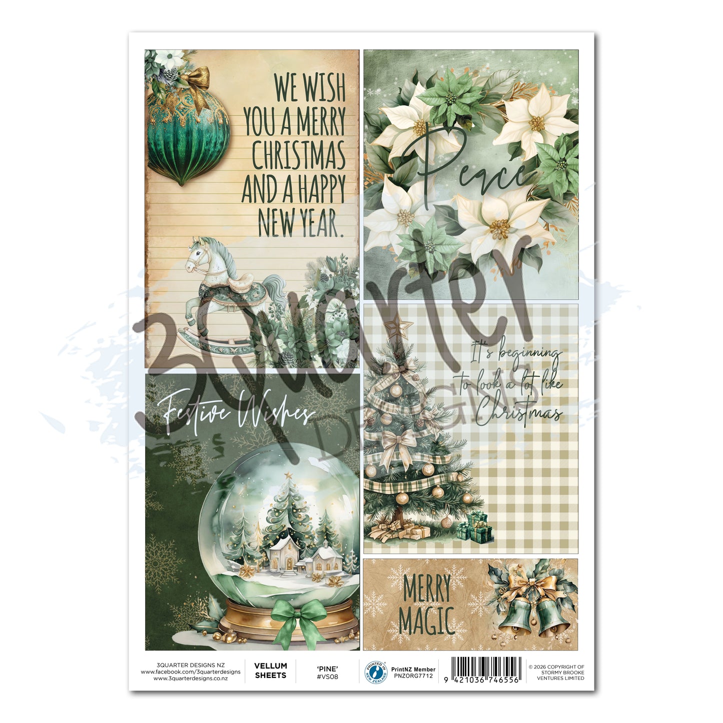 3Quarter Designs - Vellum - Pine Festivities (1/sheet)