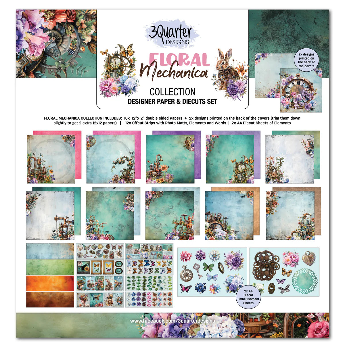 3Quarter Designs - 12x12 - Floral Mechanica