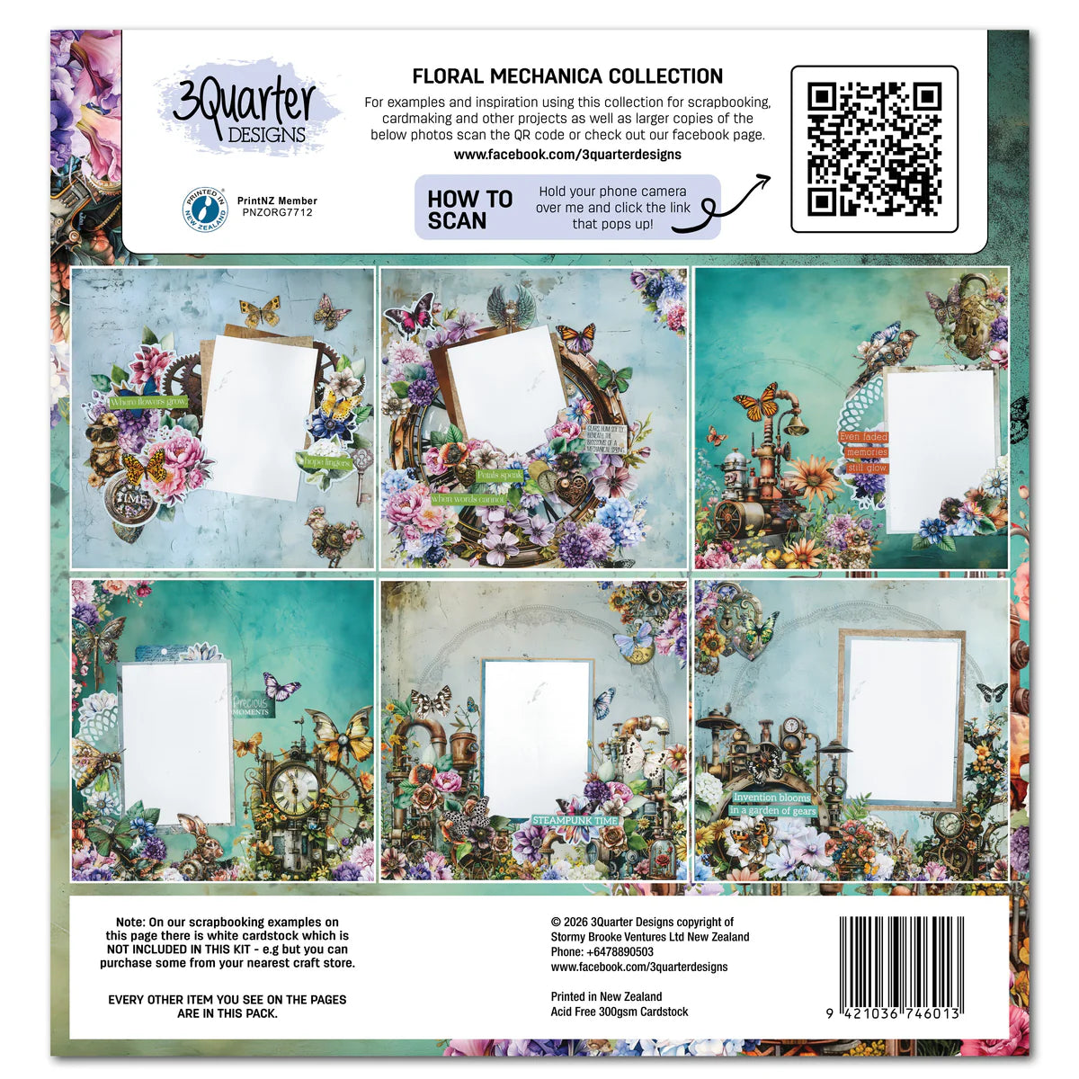 3Quarter Designs - 12x12 - Floral Mechanica