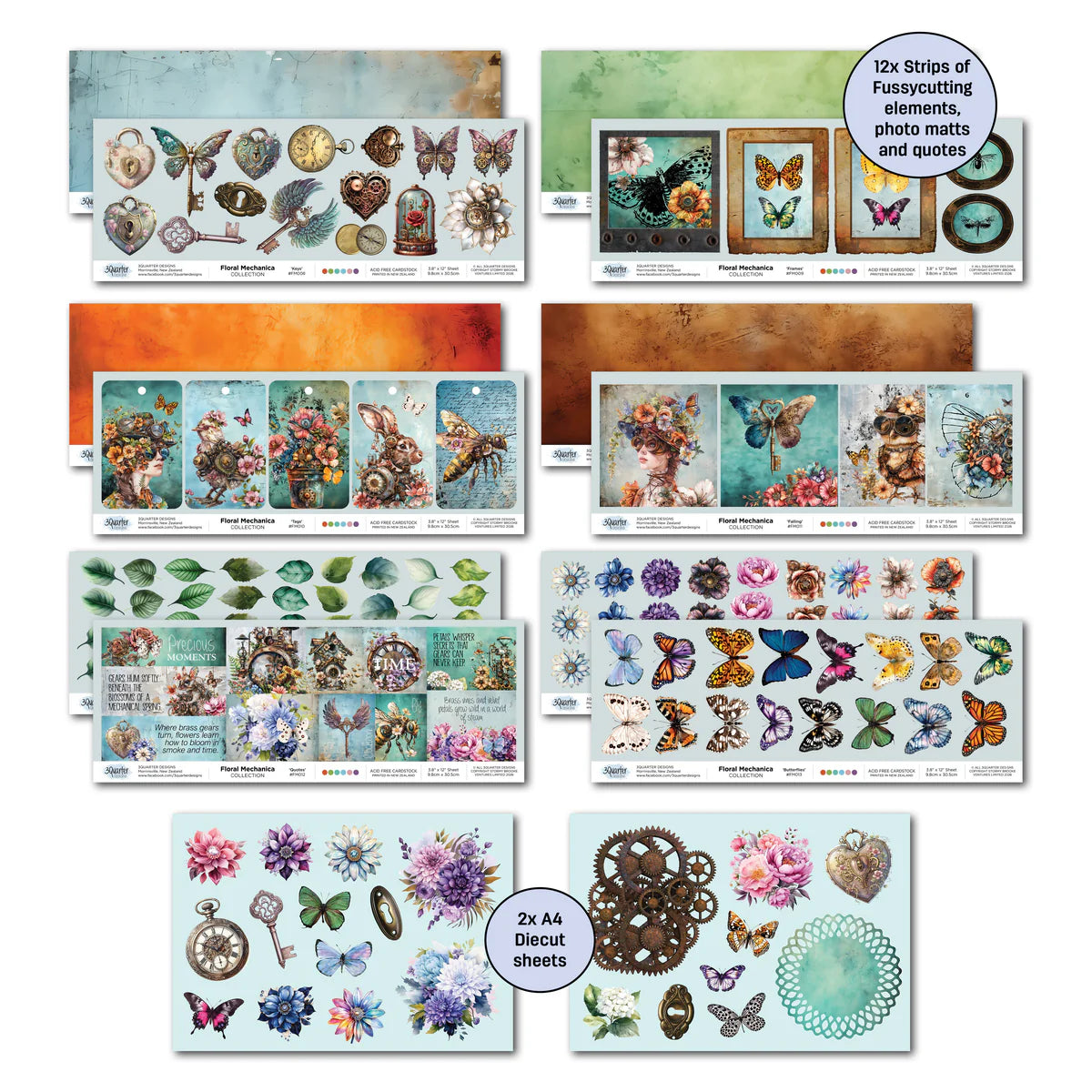 3Quarter Designs - 12x12 - Floral Mechanica