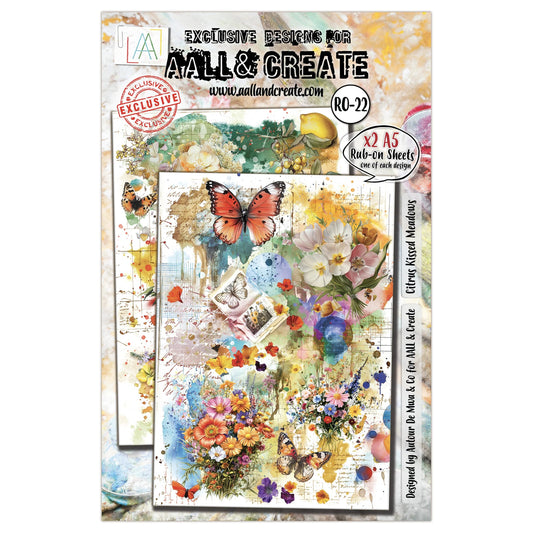 AALL & Create - Citrus Kissed Meadows (22) - A5 Rub - on Transfer Set - The Crafty Kiwi
