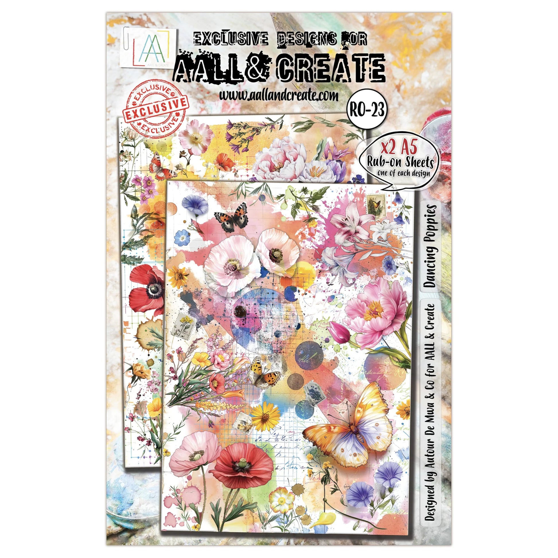 AALL & Create - Dancing Poppies (23) - A5 Rub - on Transfer Set - The Crafty Kiwi