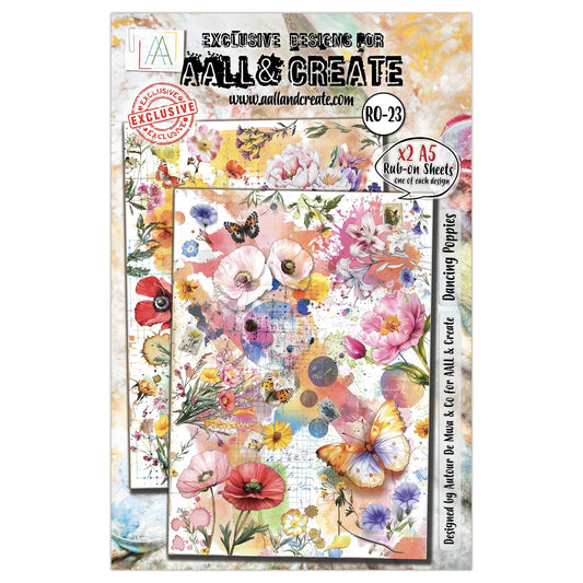 AALL & Create - Dancing Poppies (23) - A5 Rub - on Transfer Set - The Crafty Kiwi