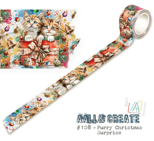 AALL & Create - Layer - it - Up Washi Tape - 108 - Purry Christmas Surprise - The Crafty Kiwi